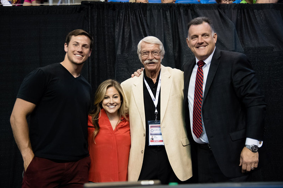 Shawn Johnson and her husband with Bela Karolyi and Steve Penny