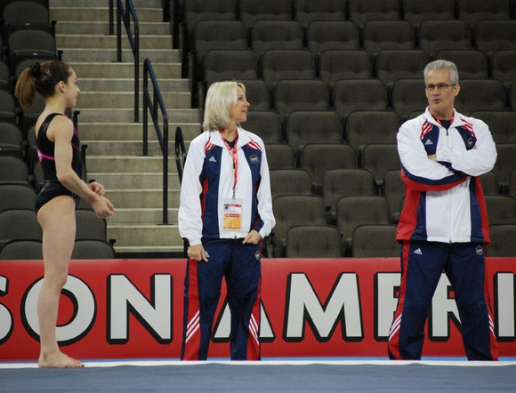 Jordyn Wieber gets instruction from her coaches