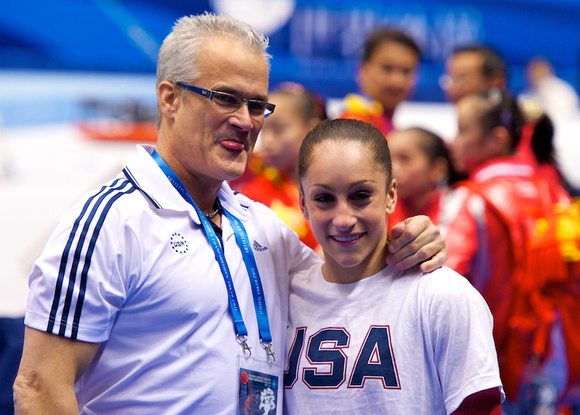 Jordyn Wieber with her coach, John Geddert
